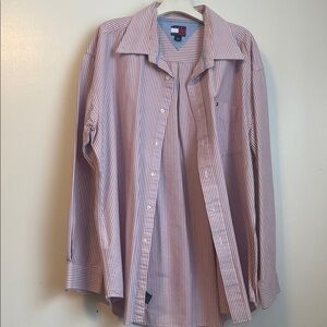 Tommy Hilfiger Red Striped Button-Up Shirt